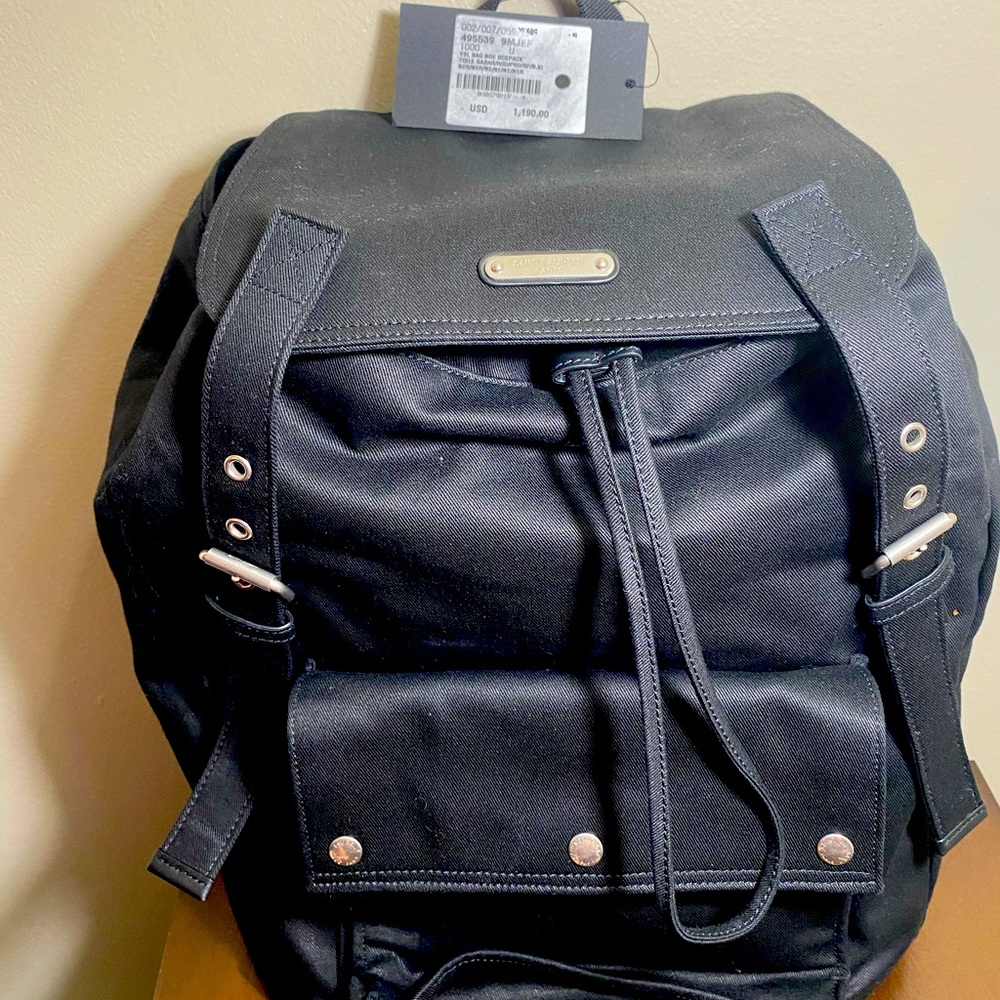 Saint Laurent Black Canvas Backpack